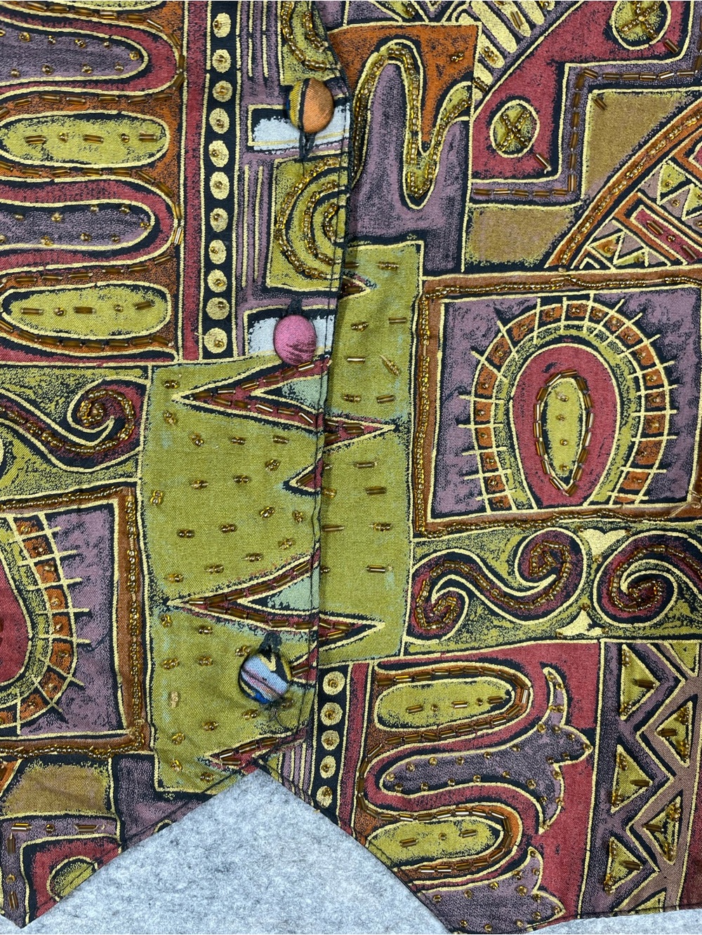 Vintage Eclectic Aztec Print Vest Western Vest Boho Festival Artsy Layer Country - Picture 11 of 15